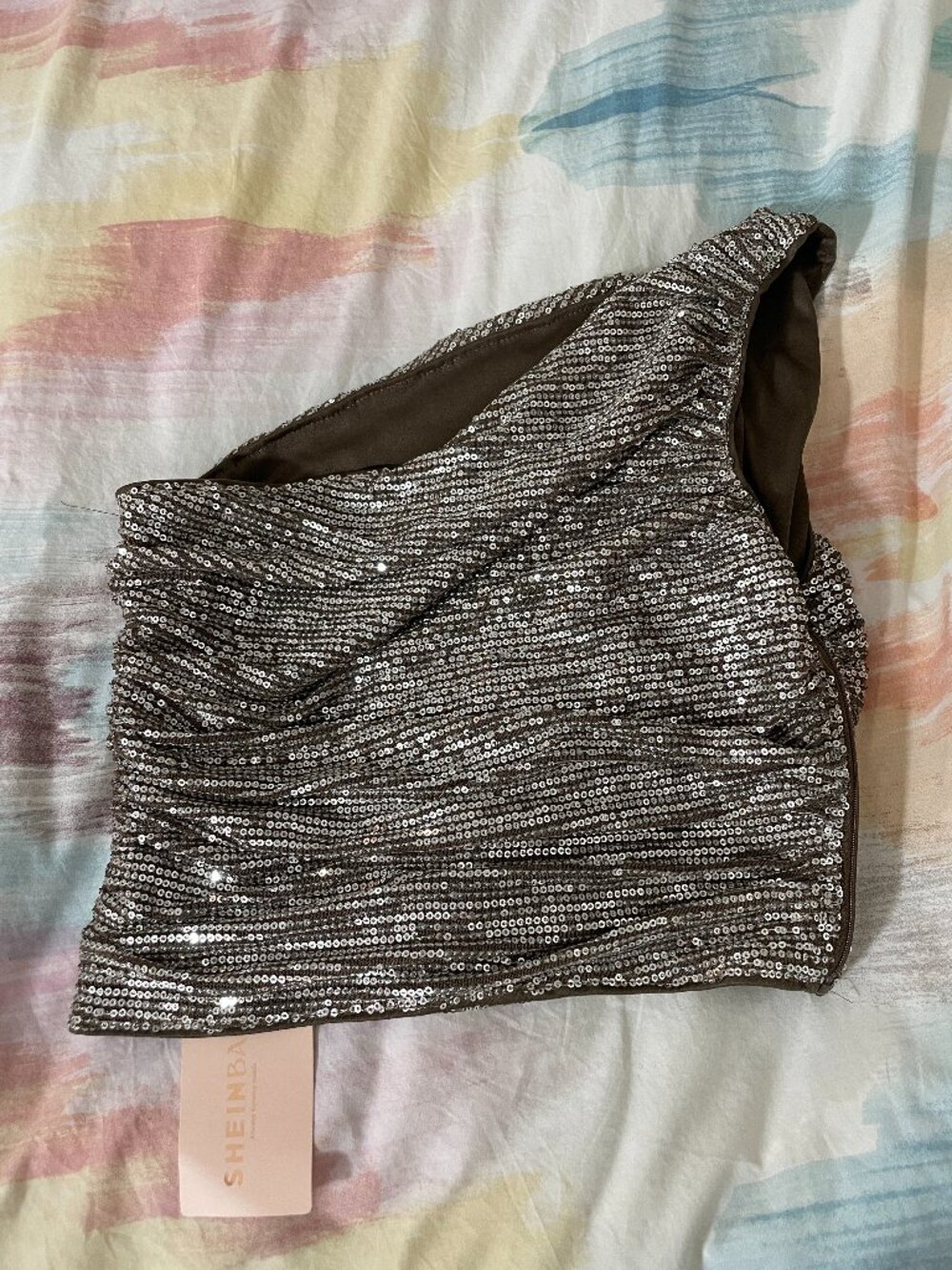 SHEIN One Shoulder Sequinced Top